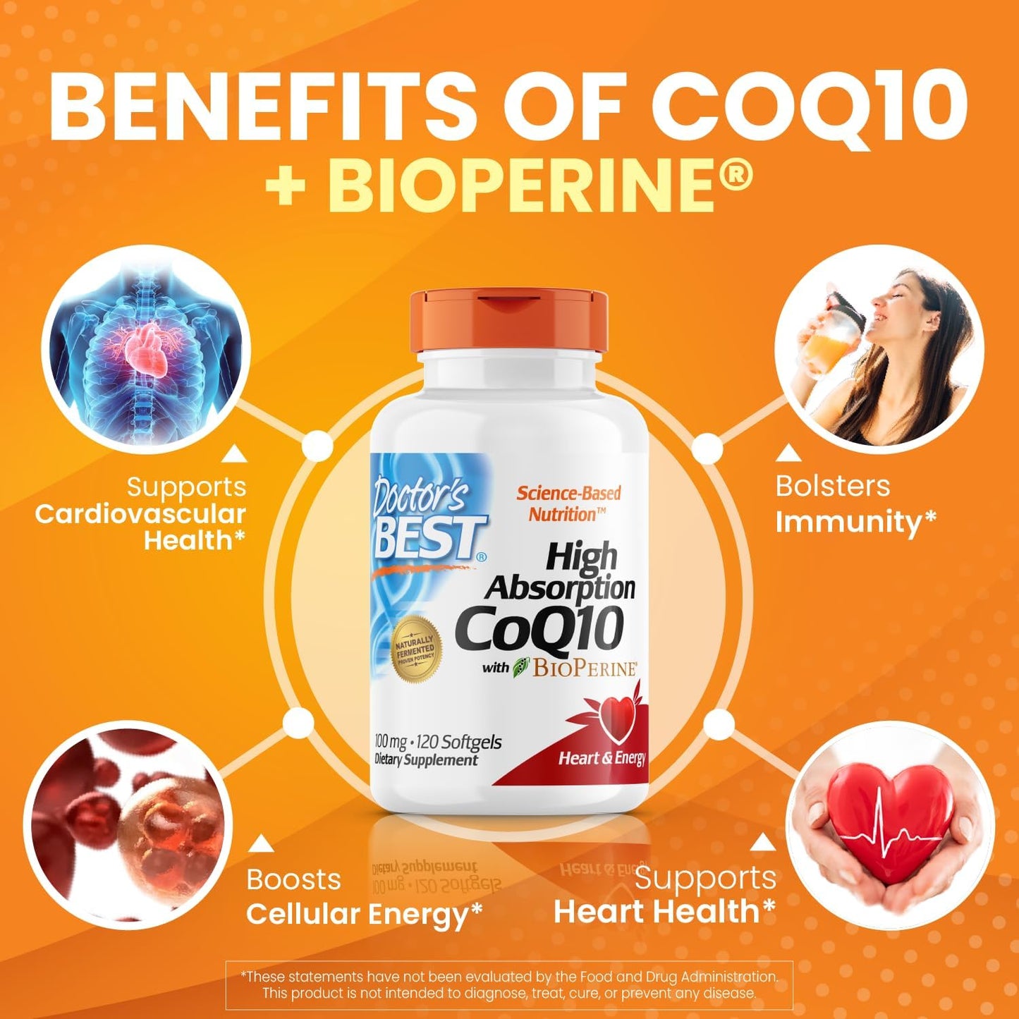 Doctor's Best High Absorption CoQ10 -100 mg, 120 Count