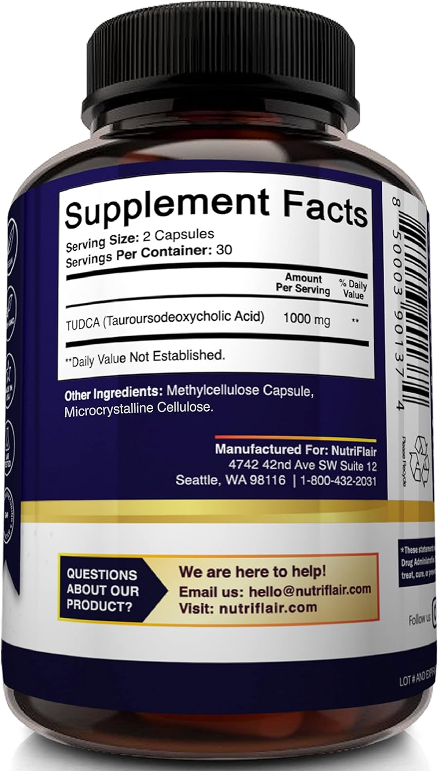 NutriFlair Pure TUDCA 1000mg - 60 Capsules