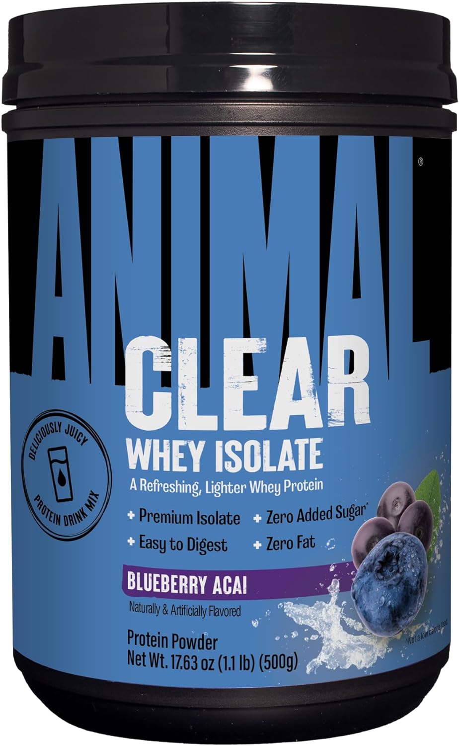 Clear Whey Isolate Protein Powder - Easy to Digest and Mix, 5g BCAA, Blueberry Acai 500g