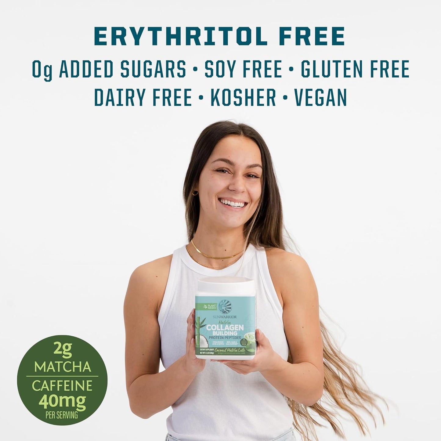 Sunwarrior Vegan Collagen Protein Powder Coconut Matcha flavour -1.1lb