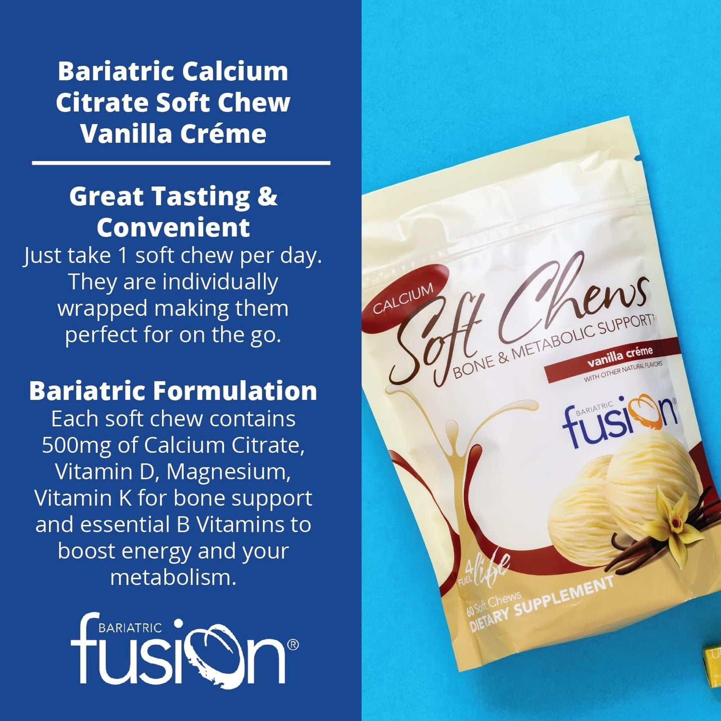 Bariatric Fusion Calcium Citrate & Energy Soft Chew - 60 Count