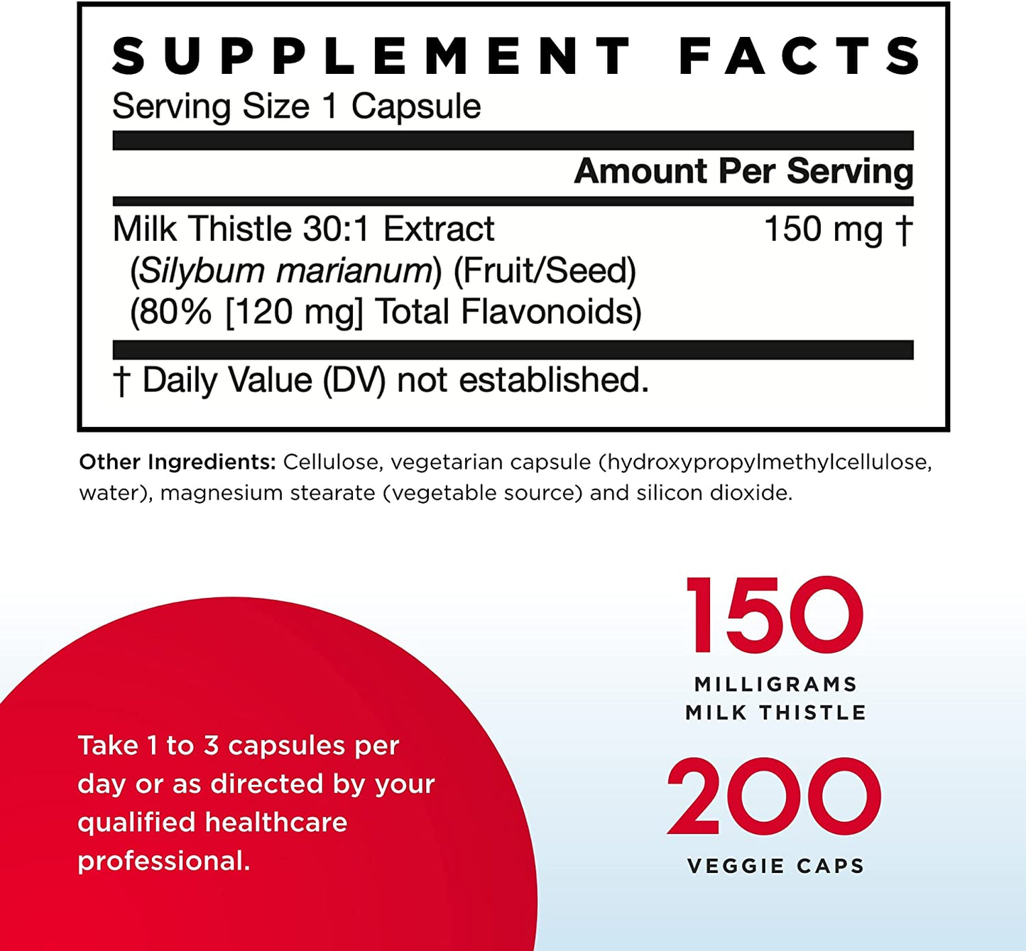 Jarrow Formulas Milk Thistle 150 mg per Capsule, 200 Veggie Capsules
