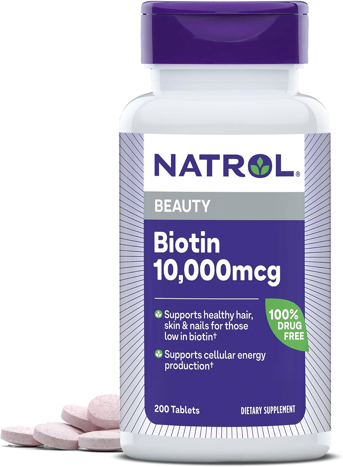 Natrol Biotin 10000mcg, Supplement for Healthy Hair -200 Tablets