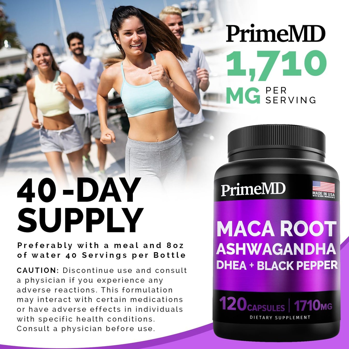 6-in-1 Organic Maca Root & Ashwagandha 120 Capsules