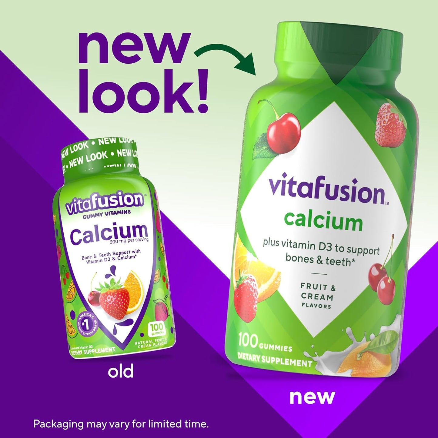 vitafusion Chewable Calcium Gummy, Fruit and Cream Flavor, 100 Count