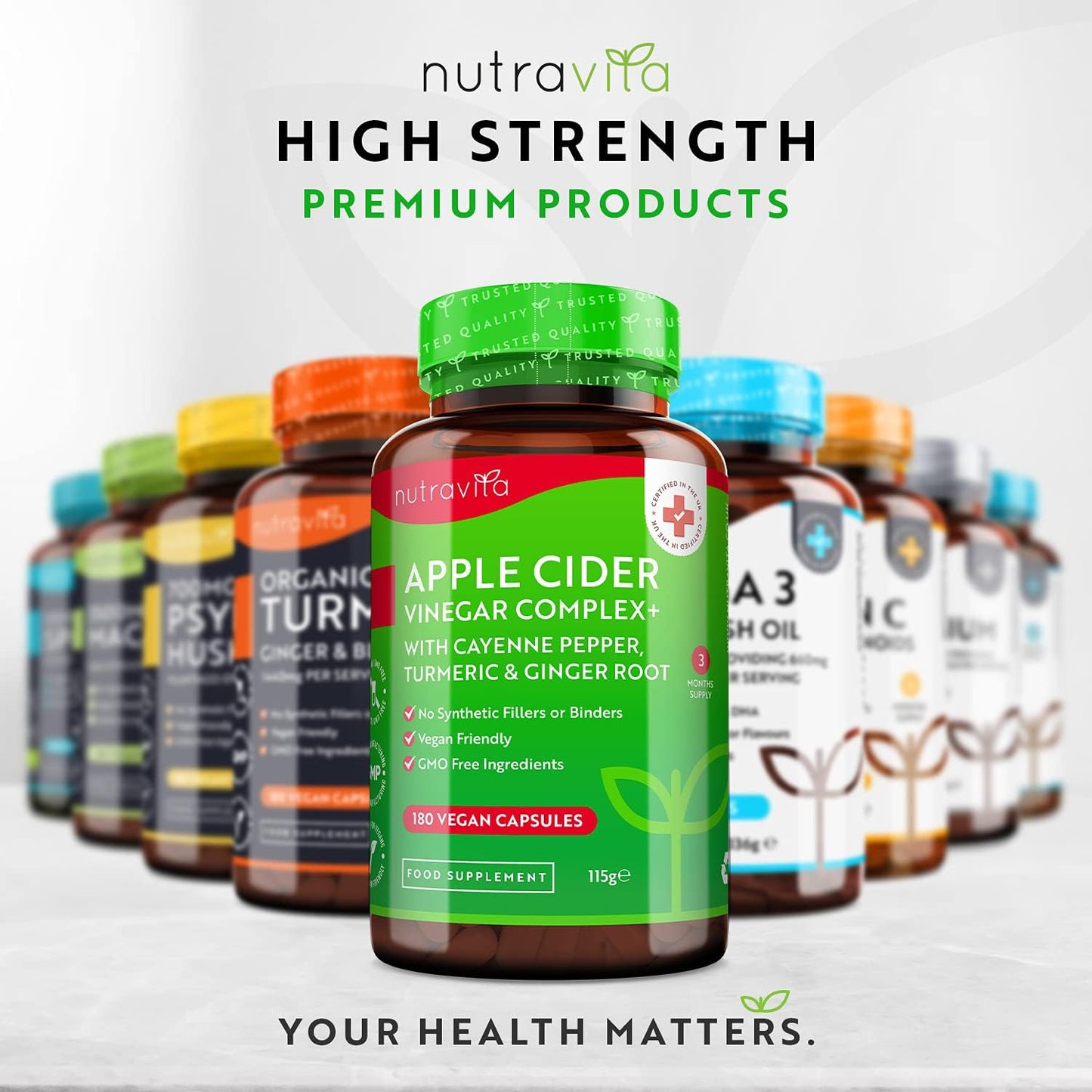Apple Cider Vinegar with Cayenne Pepper, Turmeric and Ginger Root - 180 Capsules