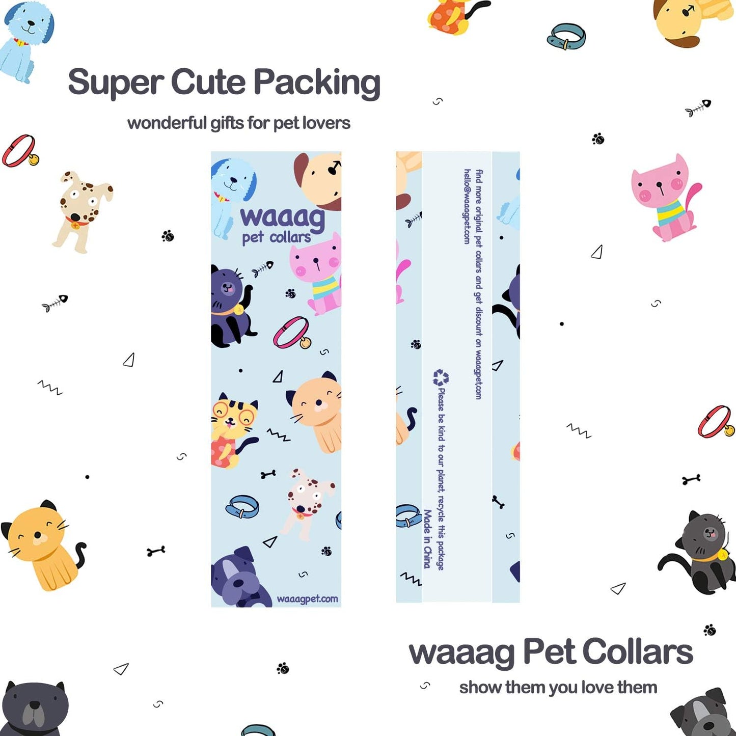 waaag Gold Moons and Stars Safety Breakaway Cat Collar Glow in The Dark