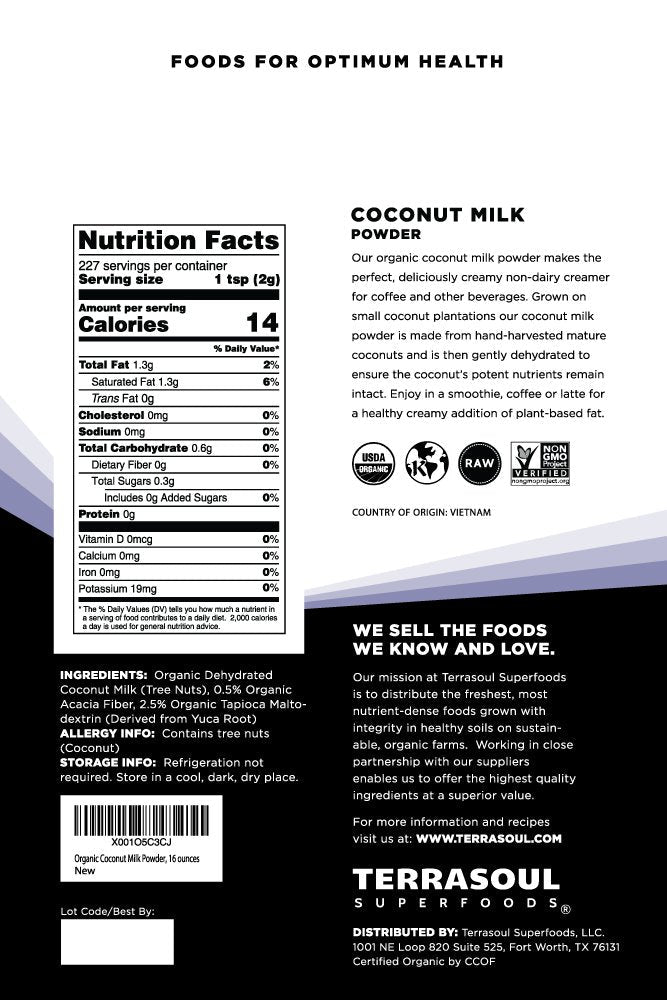 Terrasoul Superfoods Organic Coconut Milk Powder