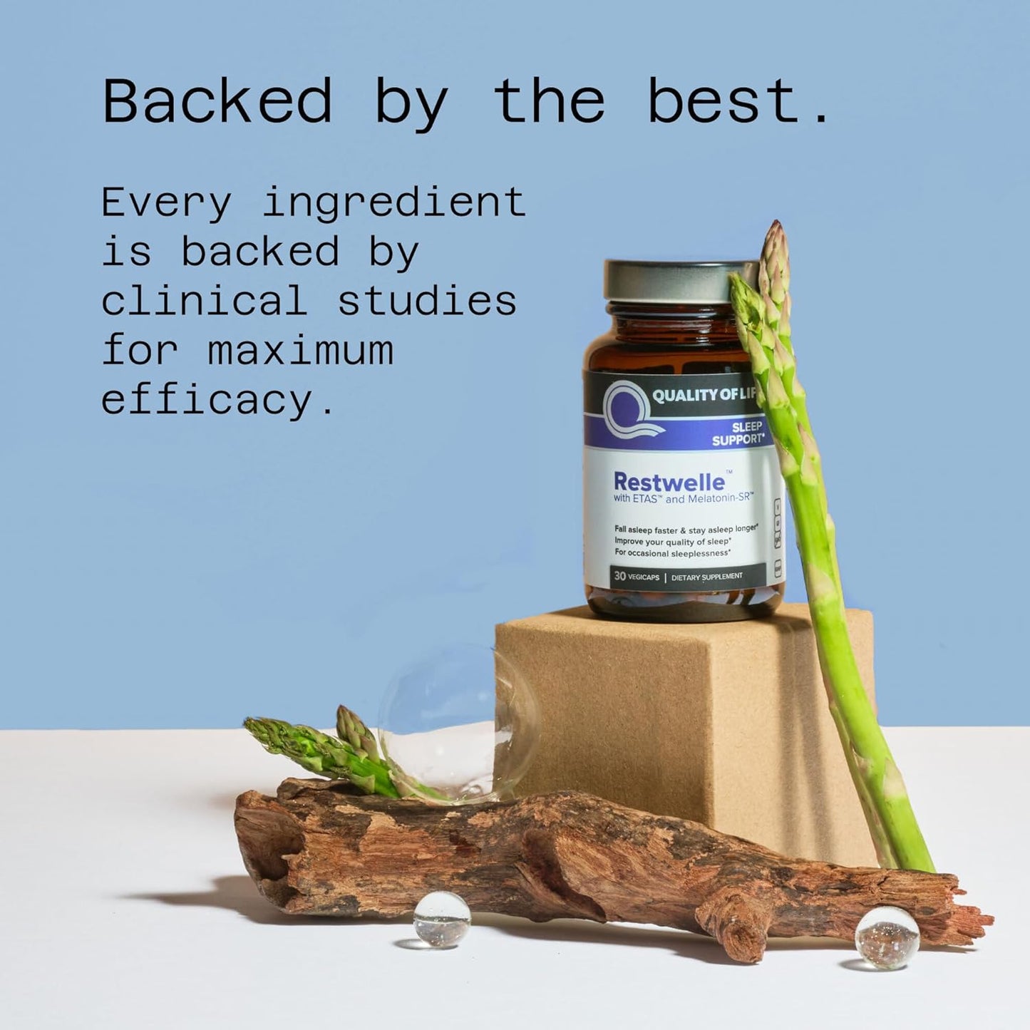 Quality of Life - Restwelle – Non Groggy formula with ETAS and Melatonin SR – 30 Capsules