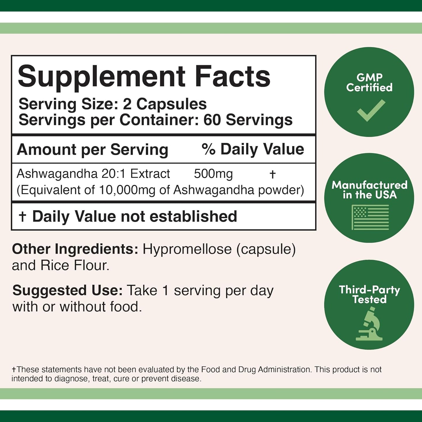 Ashwagandha Equivalent to 10,000mg Adaptogen Stress Relief 120 Capsules