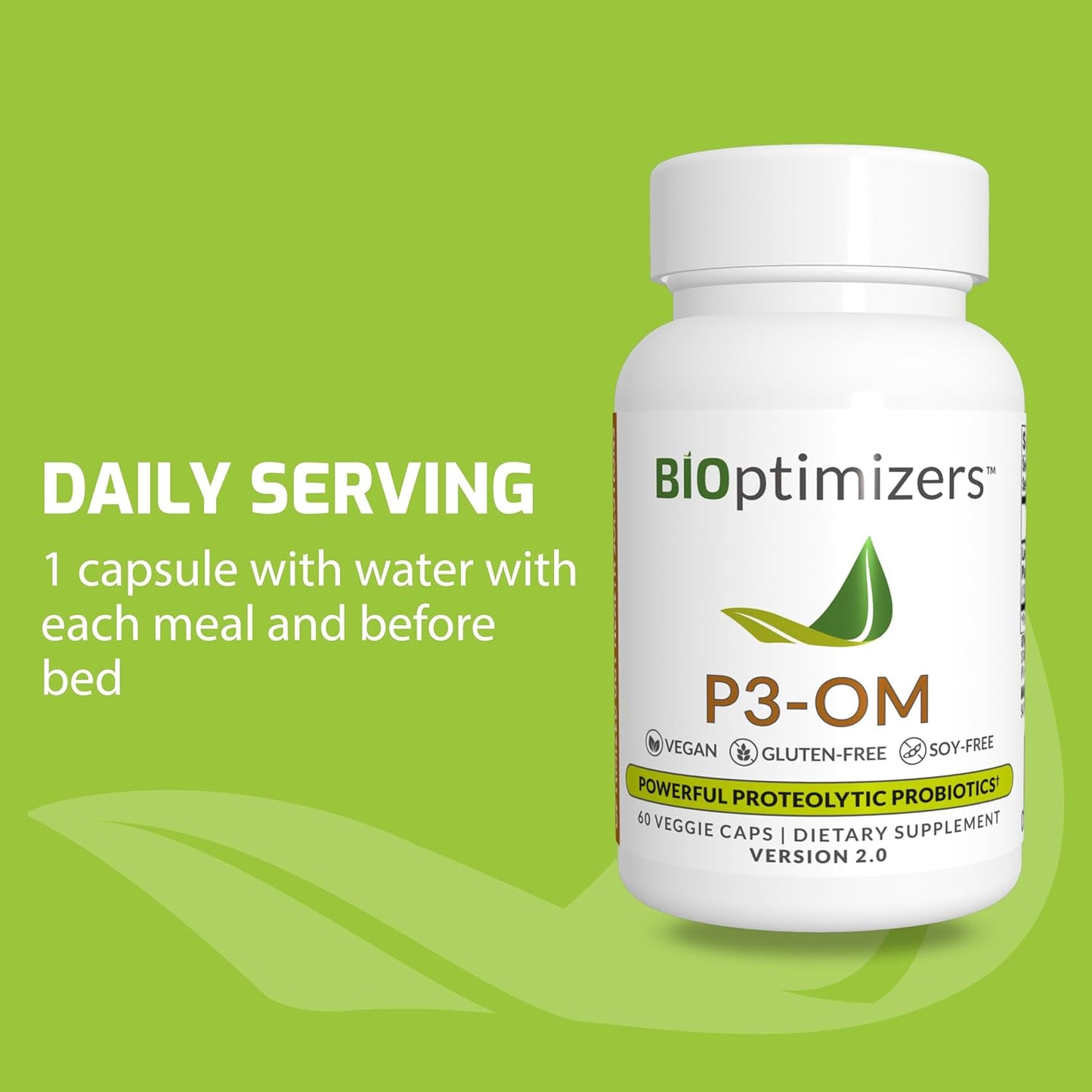 BiOptimizers P3-OM Proteolytic Prebiotics & Probiotics Supplement –60 capsules
