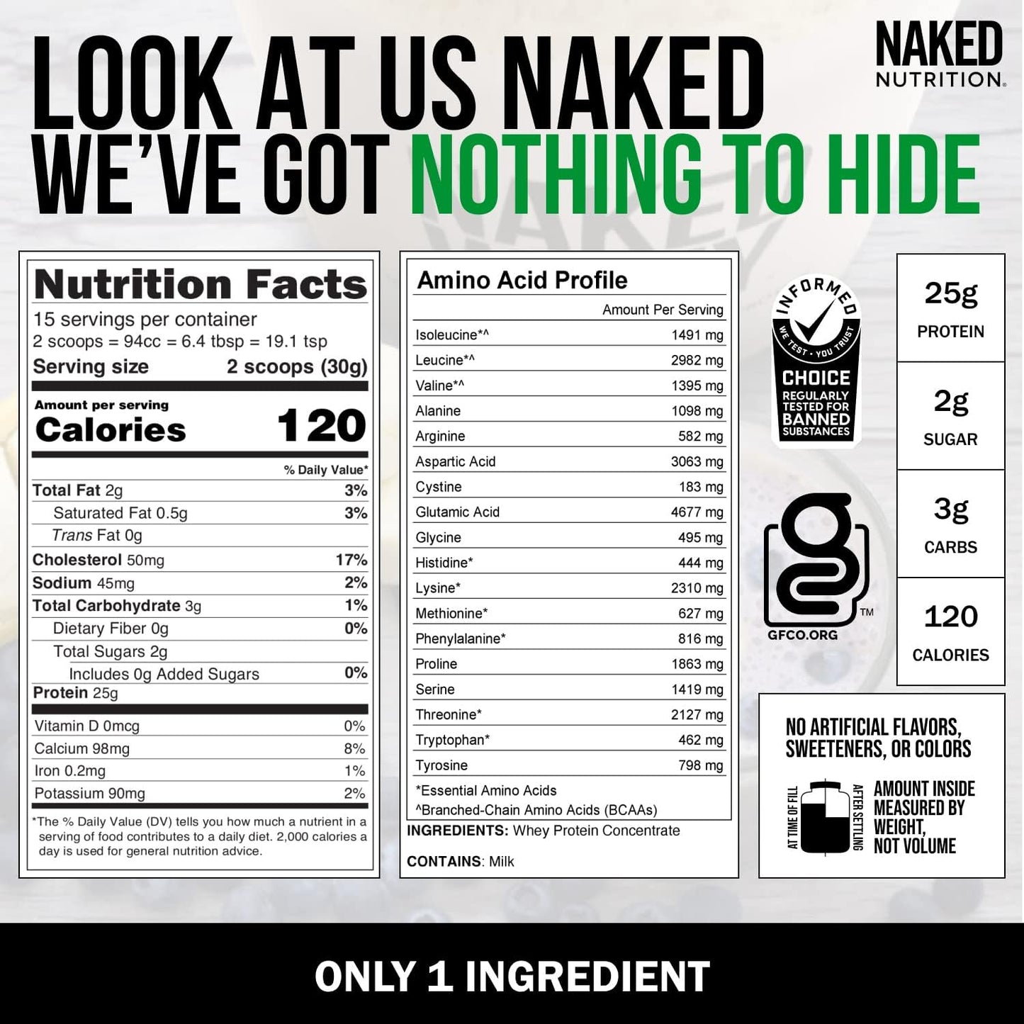 Naked Whey 1Lb - Only 1 Ingredient, Grass Fed Whey Protein Powder