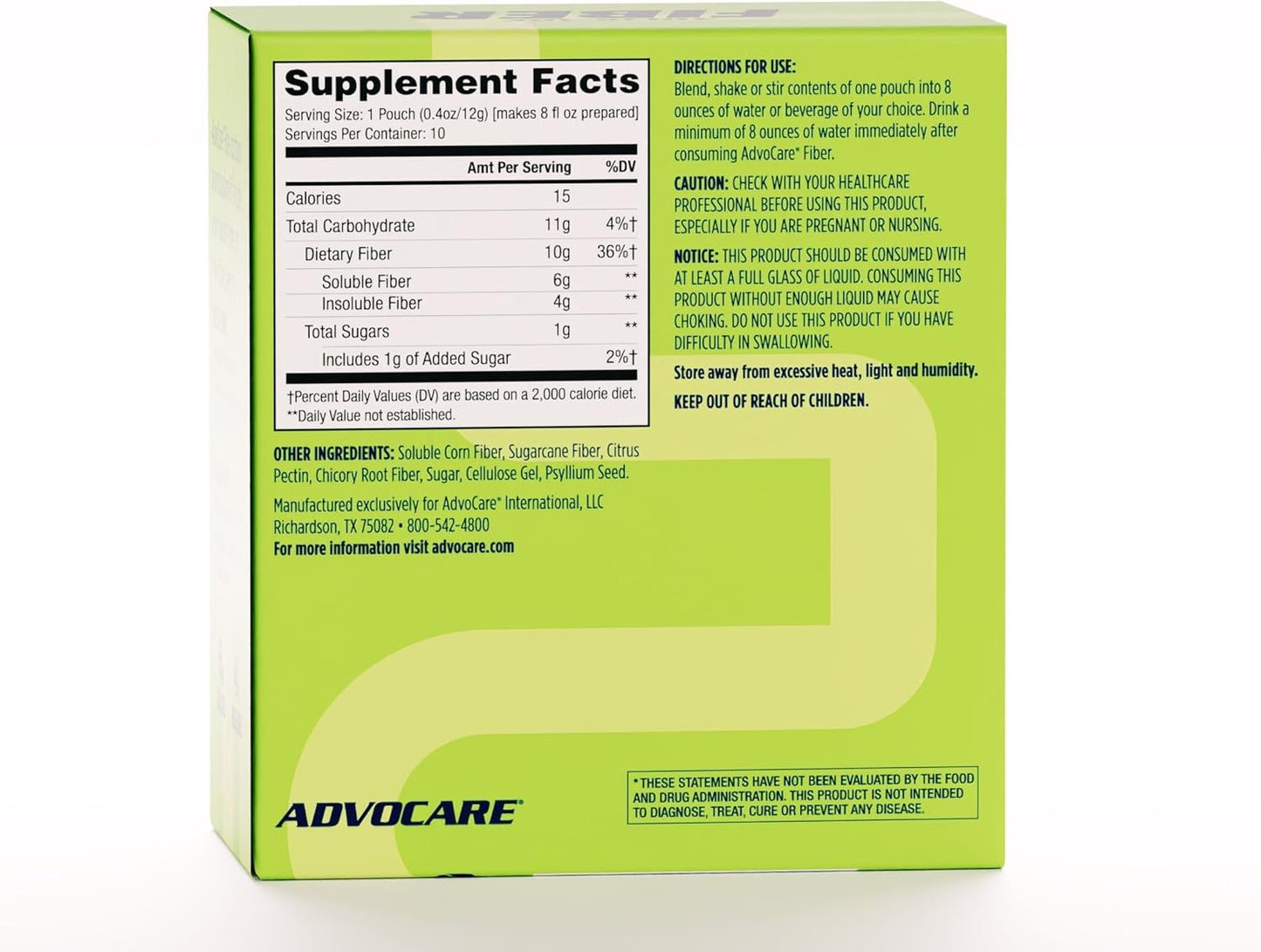 AdvoCare Fiber Dietary Supplement - Unflavored - 10 Pouches