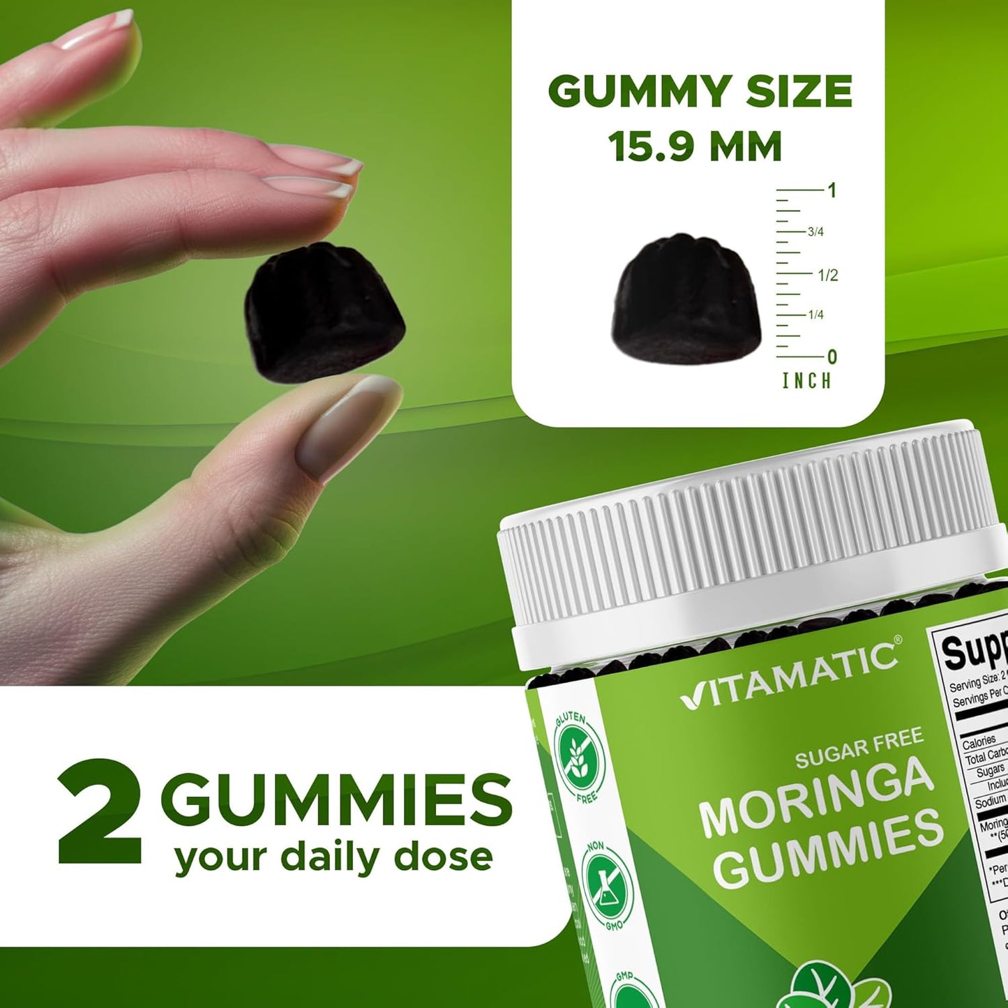 Vitamatic Sugar Free Moringa Gummies 200 mg -240 count