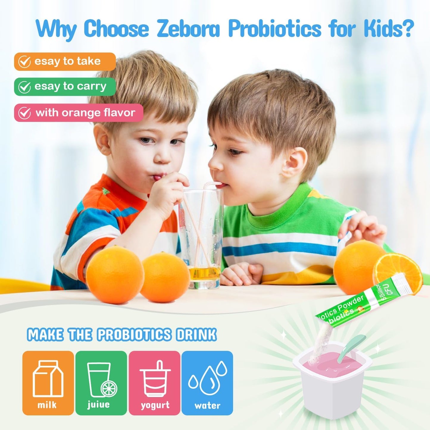 ZEBORA Kids Probiotic & Prebiotics Powder 30 Packets