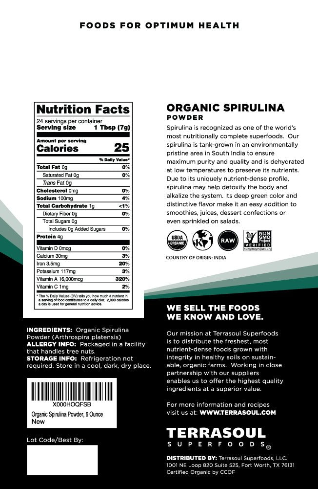 Terrasoul Superfoods Organic Spirulina Powder