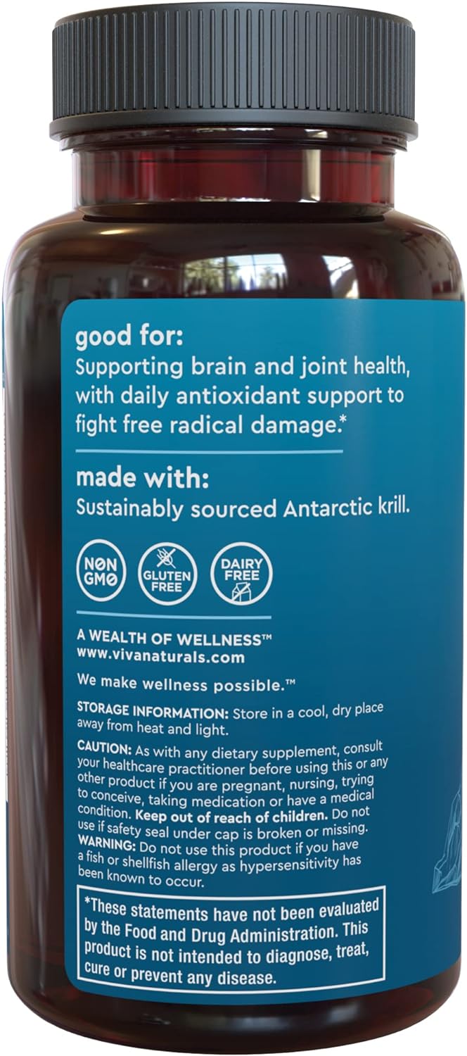 Antarctic Krill Oil Omega 3 Fatty Acid Supplements 1250 mg, 60 count