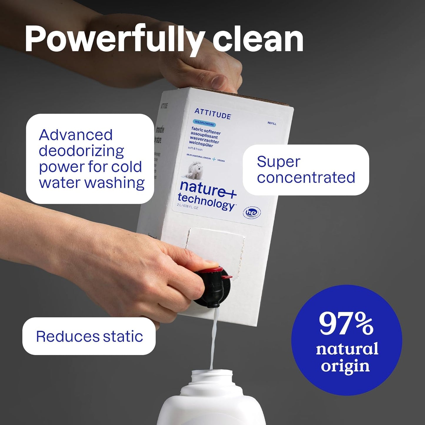 ATTITUDE Laundry Fabric Softener, Naturally Derived Detergent - 33.8 fl oz