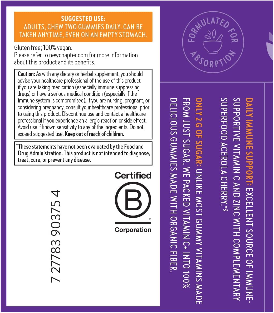 New Chapter Vitamin C+ Gummies - Citrus Flavored, 60ct