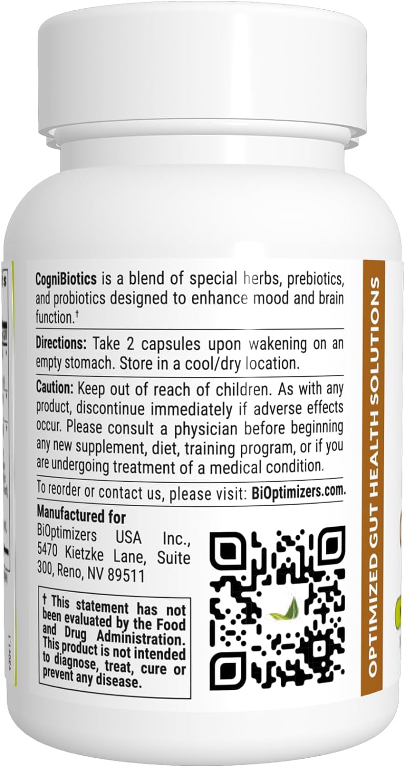 BiOptimizers Cognibiotics Probiotic Brain Supplement - 30 Capsules