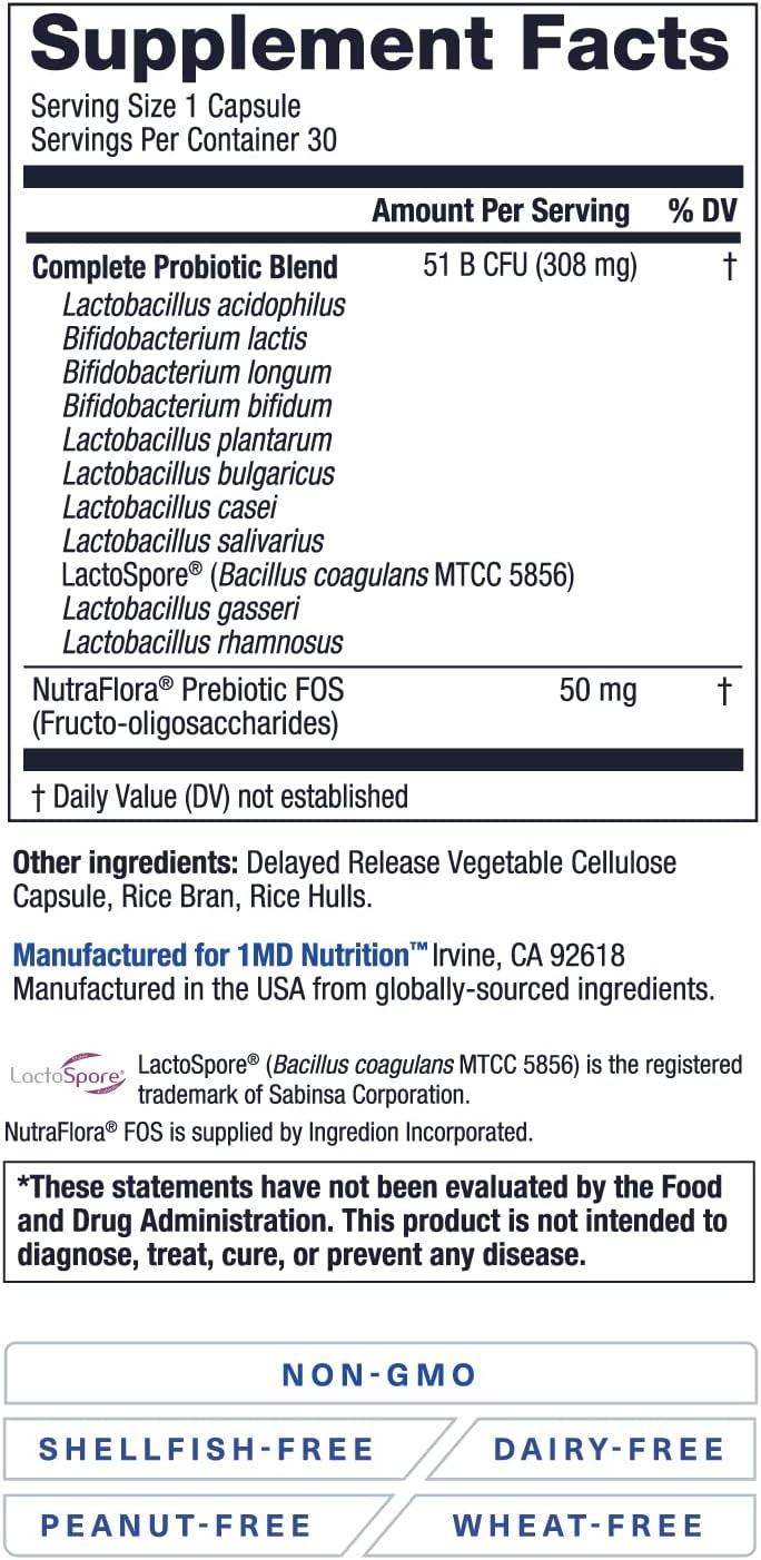 1MD Nutrition Complete Probiotics Platinum 30 Caps