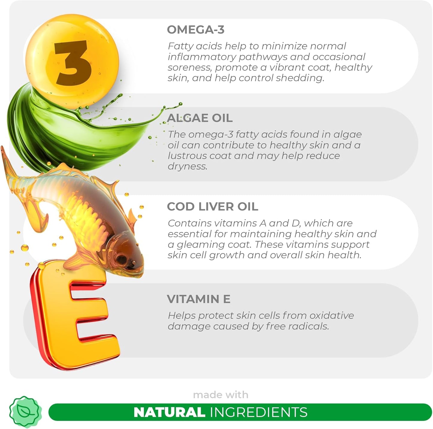 Omega 3 Fish Oil for Dogs - Skin & Coat Supplement - 90 Soft Chews