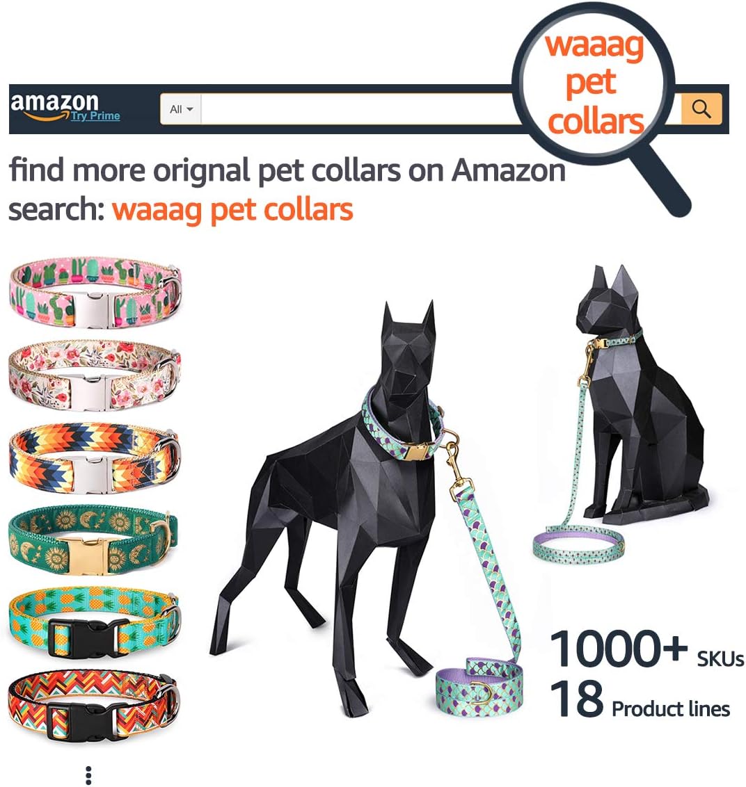 waaag Gold Moons and Stars Safety Breakaway Cat Collar Glow in The Dark