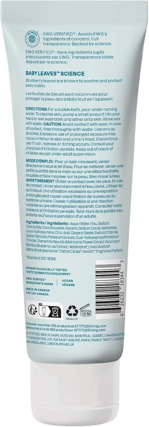 ATTITUDE Bubble Body Wash for Baby,8 Fl Oz