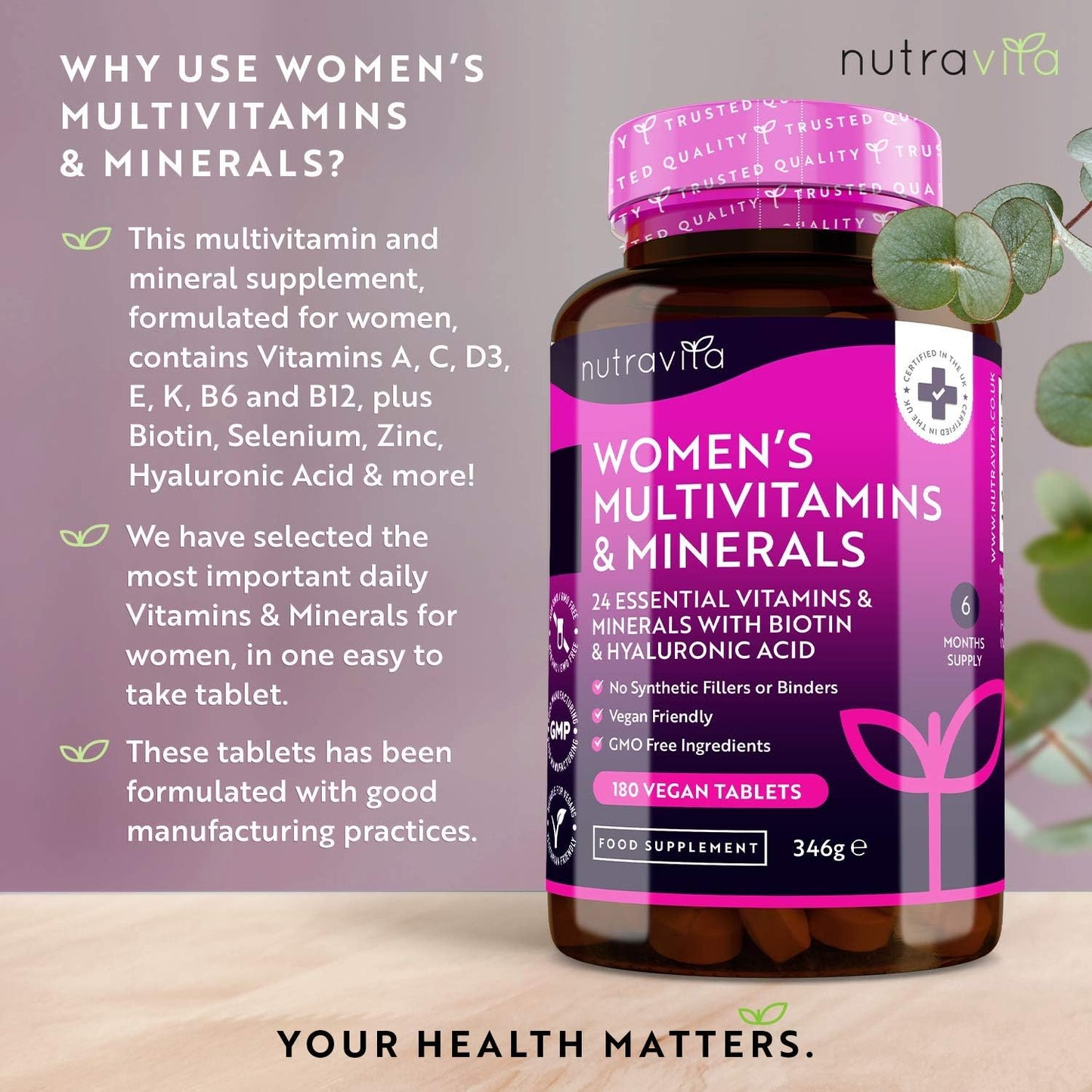 Women's Multivitamins and Minerals - 24 Essential Active 180 Vegan Tablets