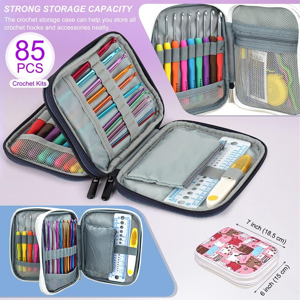 Katech Crochet Hooks Kit with Case, 85-Piece, Ergonomic Crochet Needles