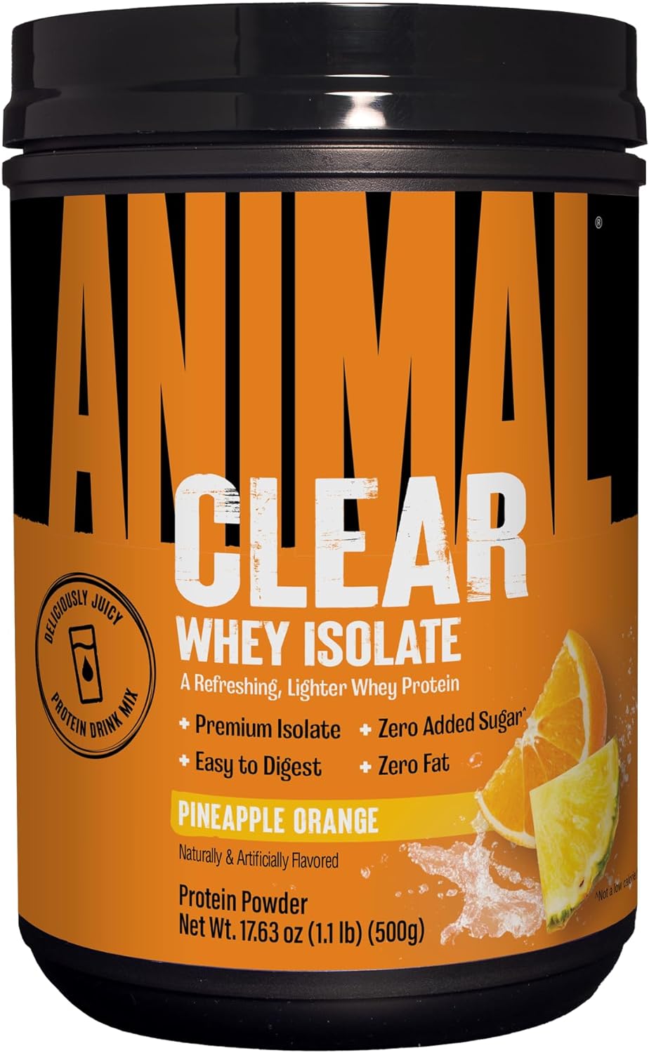 Clear Whey Isolate Protein Powder - Easy to Digest and Mix, 5g BCAA,Pineapple Orange 500g