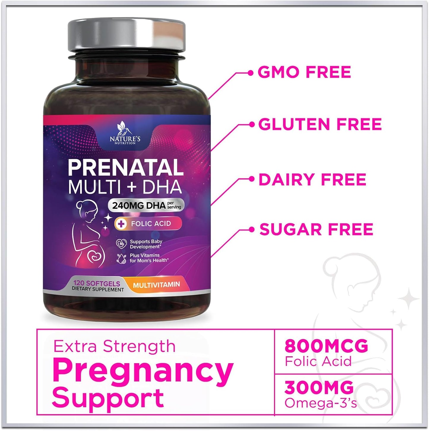 Women's Prenatal Multivitamin with Folic Acid & DHA - 120 Softgels