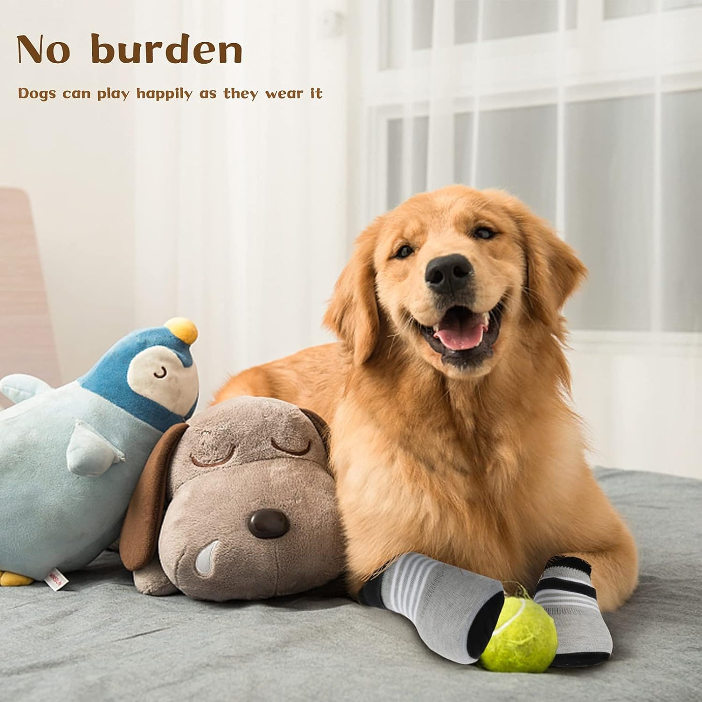 Rypet 3 Pairs Anti Slip Dog Socks - Dog Grip Socks with Straps Traction Control for Indoor on Hardwood Floor Wear, Pet Paw Protector for Medium Dogs M