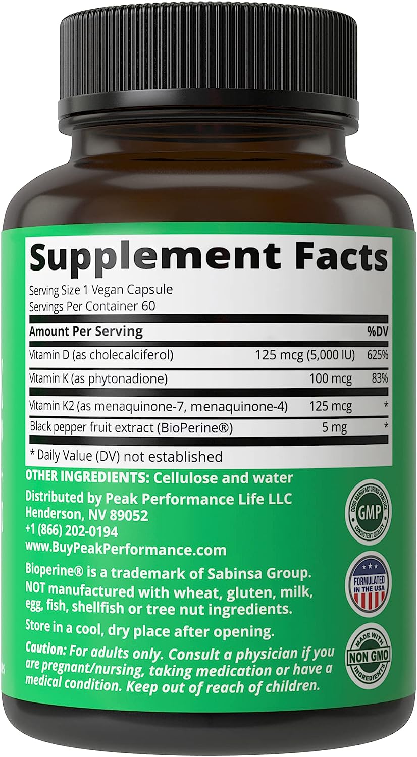 Peak Performance Advanced Vitamin D with All 3 Types of Vitamin K