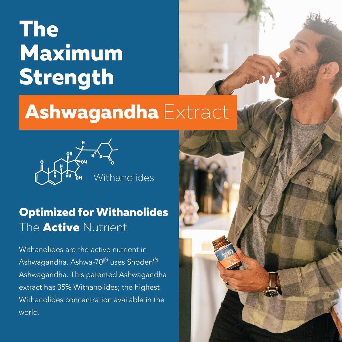 Ashwa-70®: Ashwagandha Extract - 35% Withanolides 60 Capsules