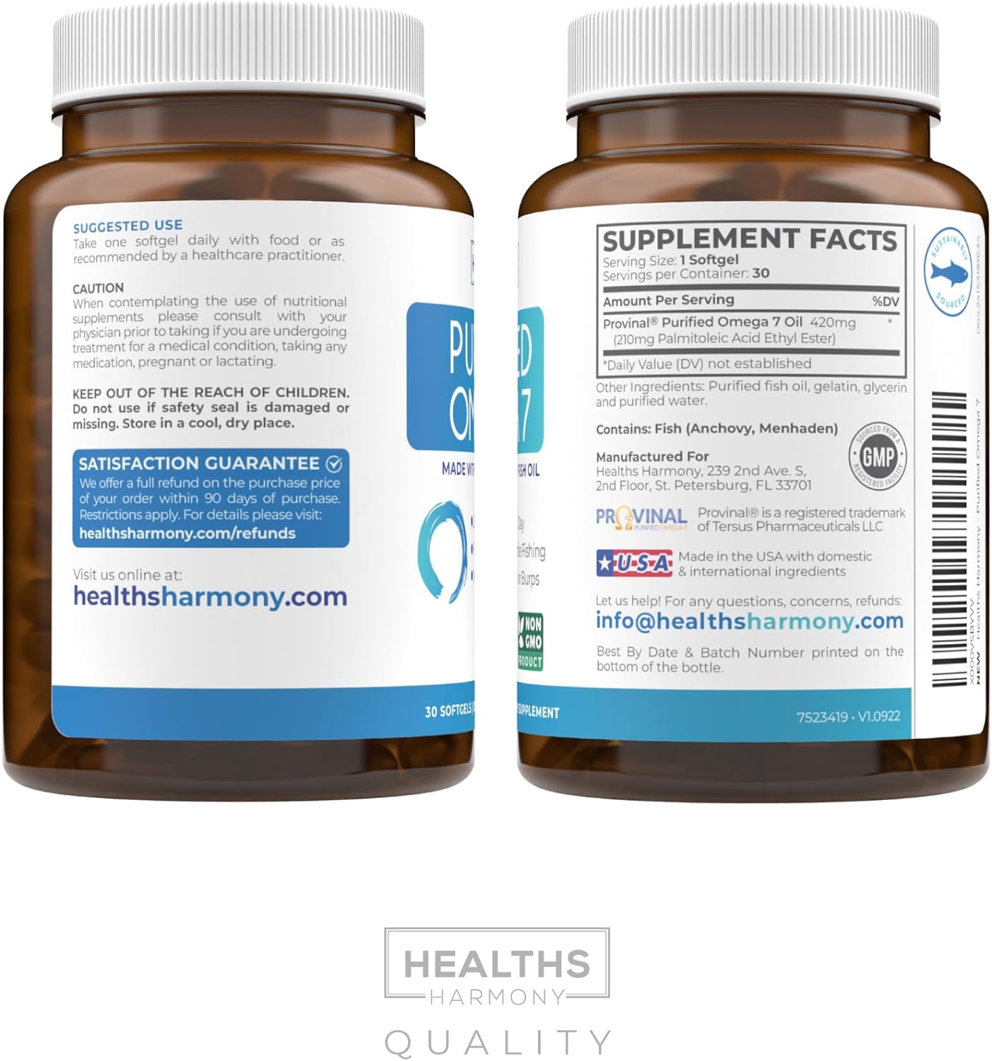 Purified Omega 7 Softgels More Omega 7 & Less Palmitic Acid - 30 Capsules