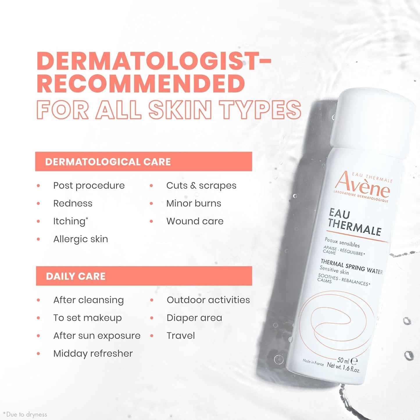 Avène Thermal Spring Water, Soothing Calming Facial Mist Spray - 1.6 fl oz