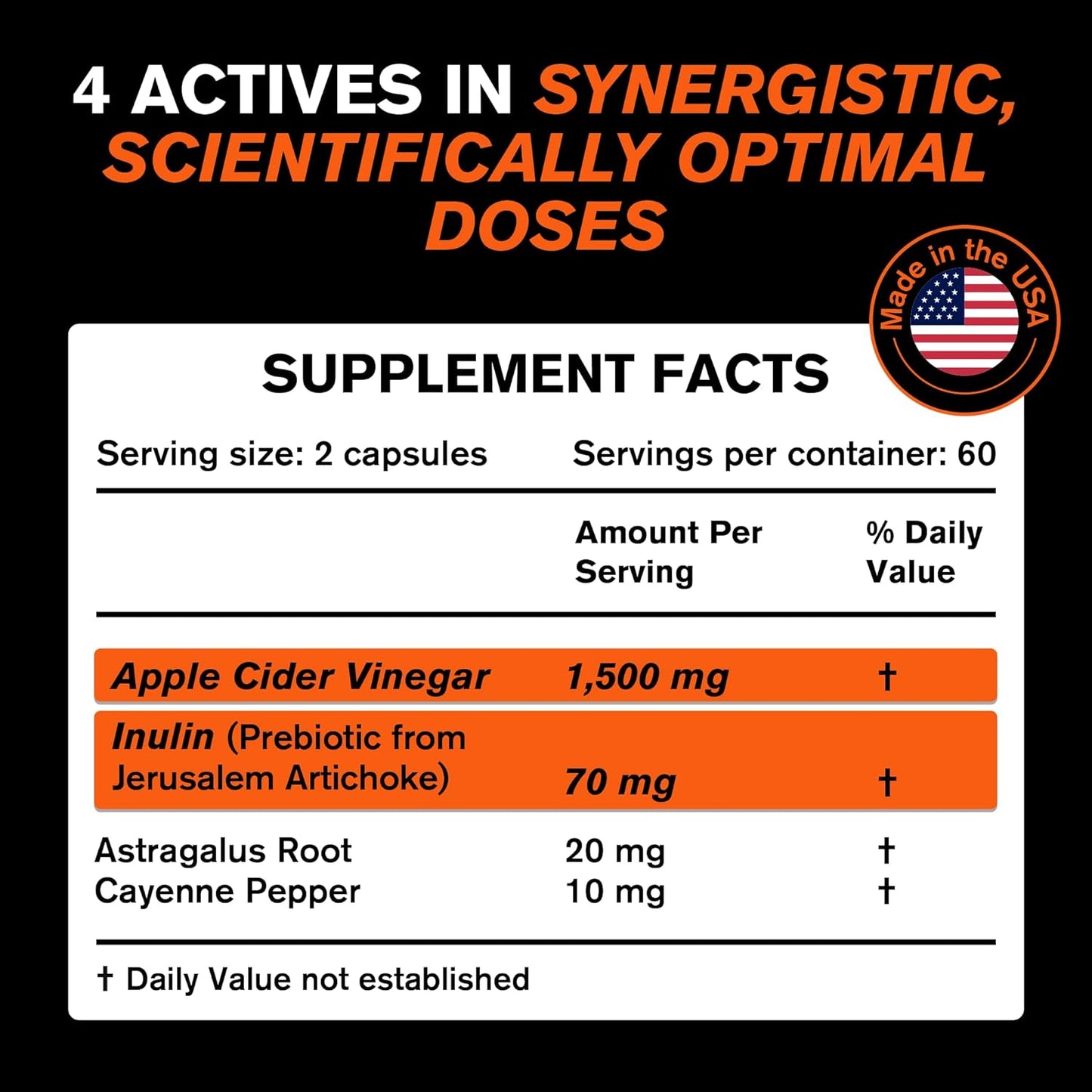 Apple Cider Vinegar Pills with Prebiotic - 120 capsules
