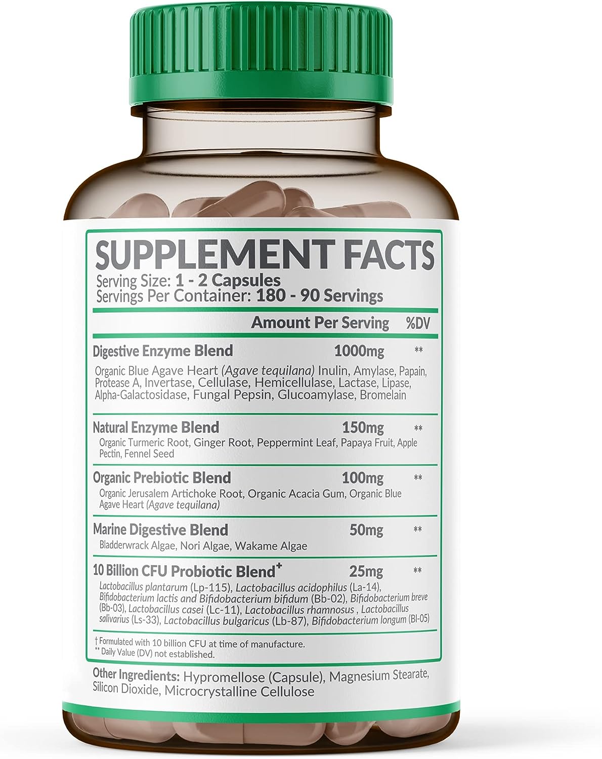 Wholesome Wellness Digestive Enzymes Prebiotics & Probiotics Supplement 180 count