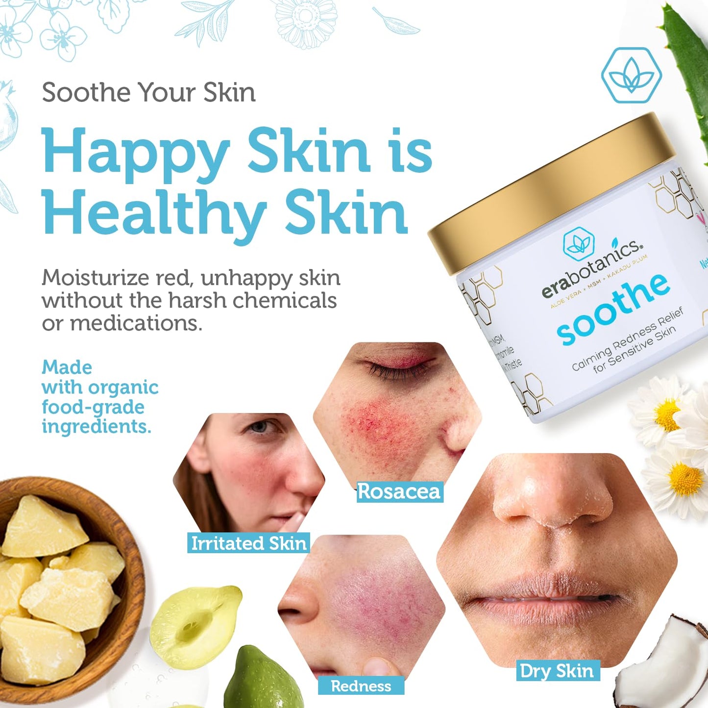 Era Organics Rosacea Relief Cream Soothing Face Moisturizer
