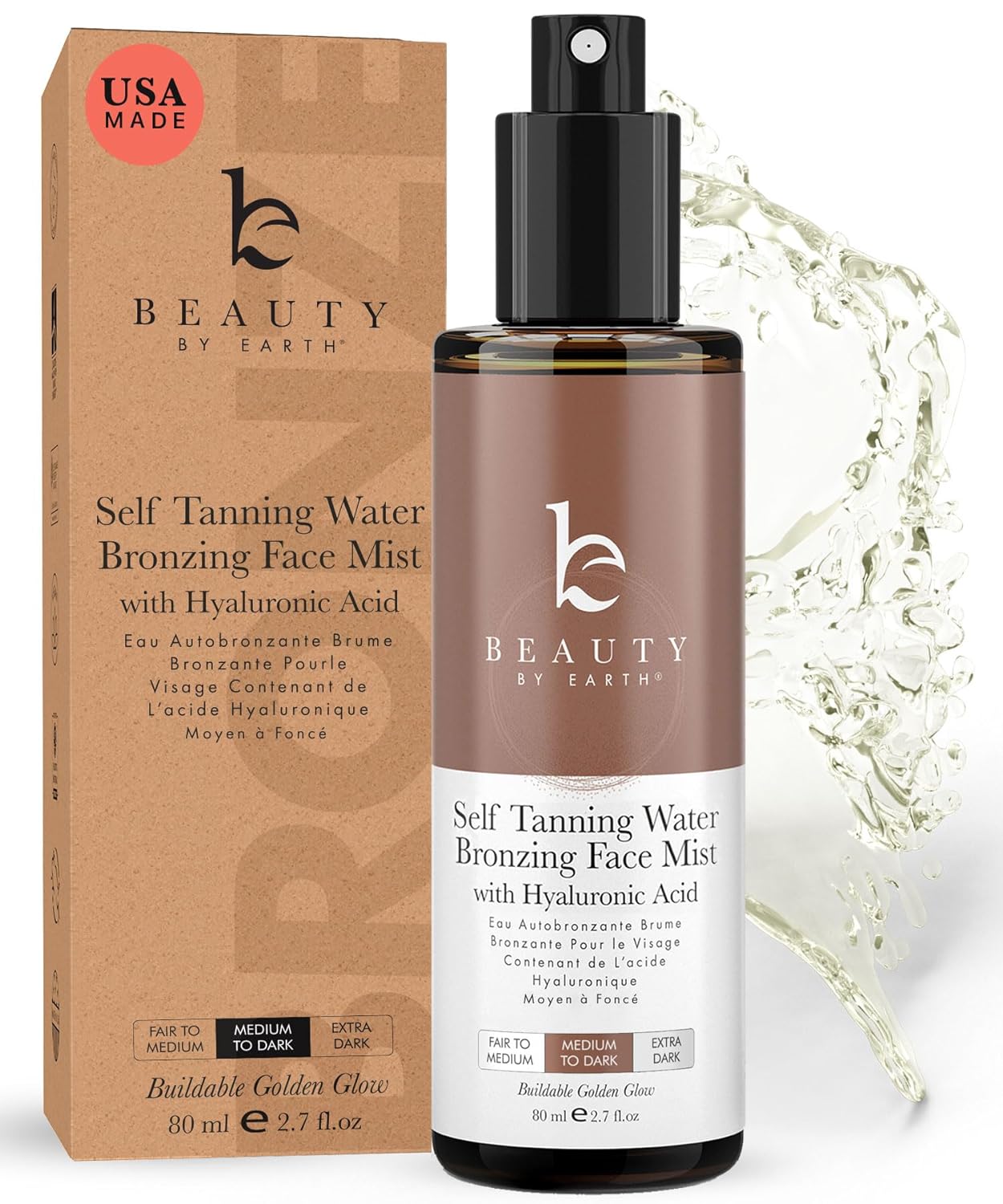 Bronzing Face Tanner Spray Mist, Sunless Face Tanning Water 2.7 fl oz