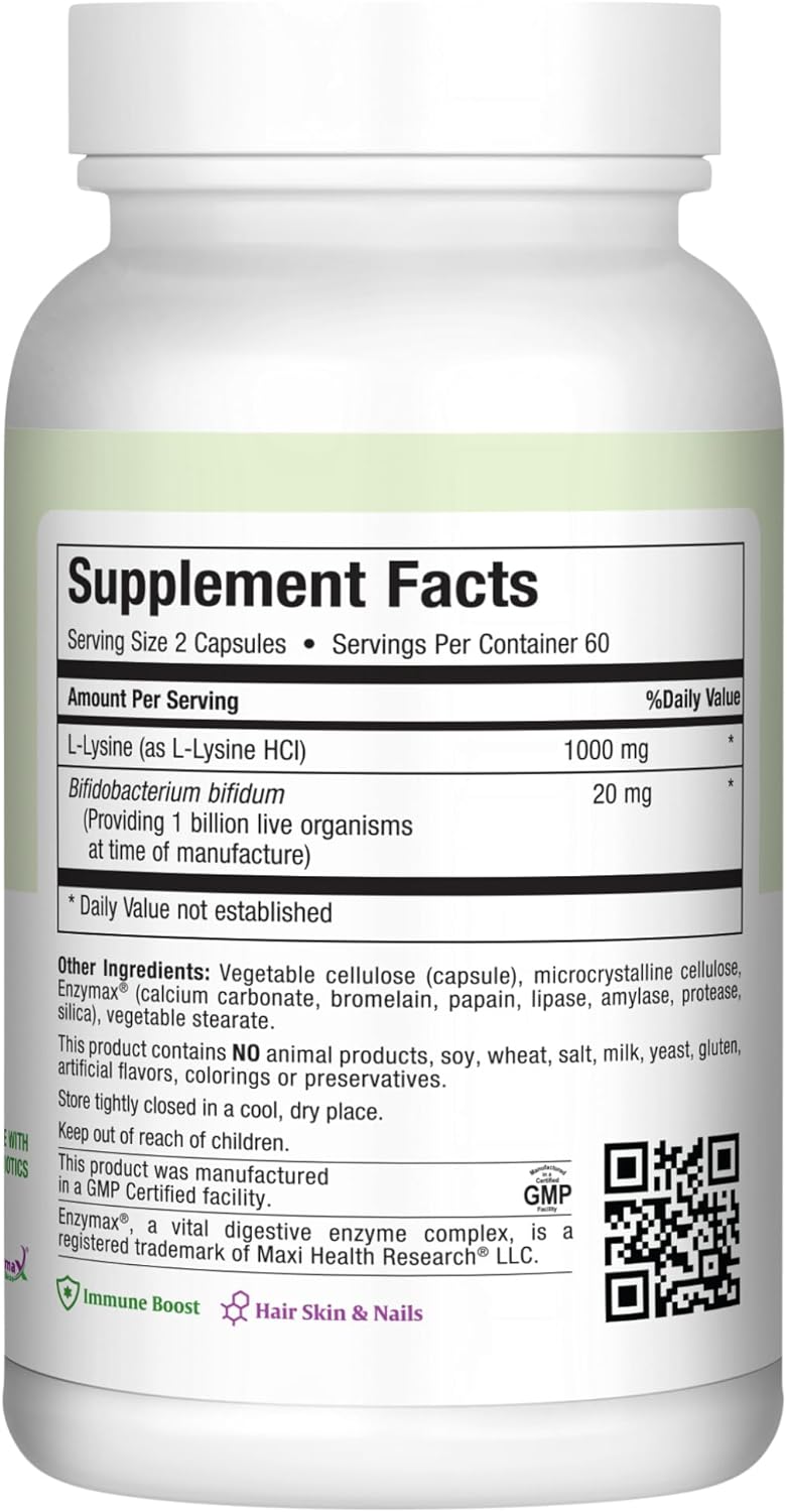 Lysine Complex with Probiotics - L-Lysine 1000mg - 120 Capsules