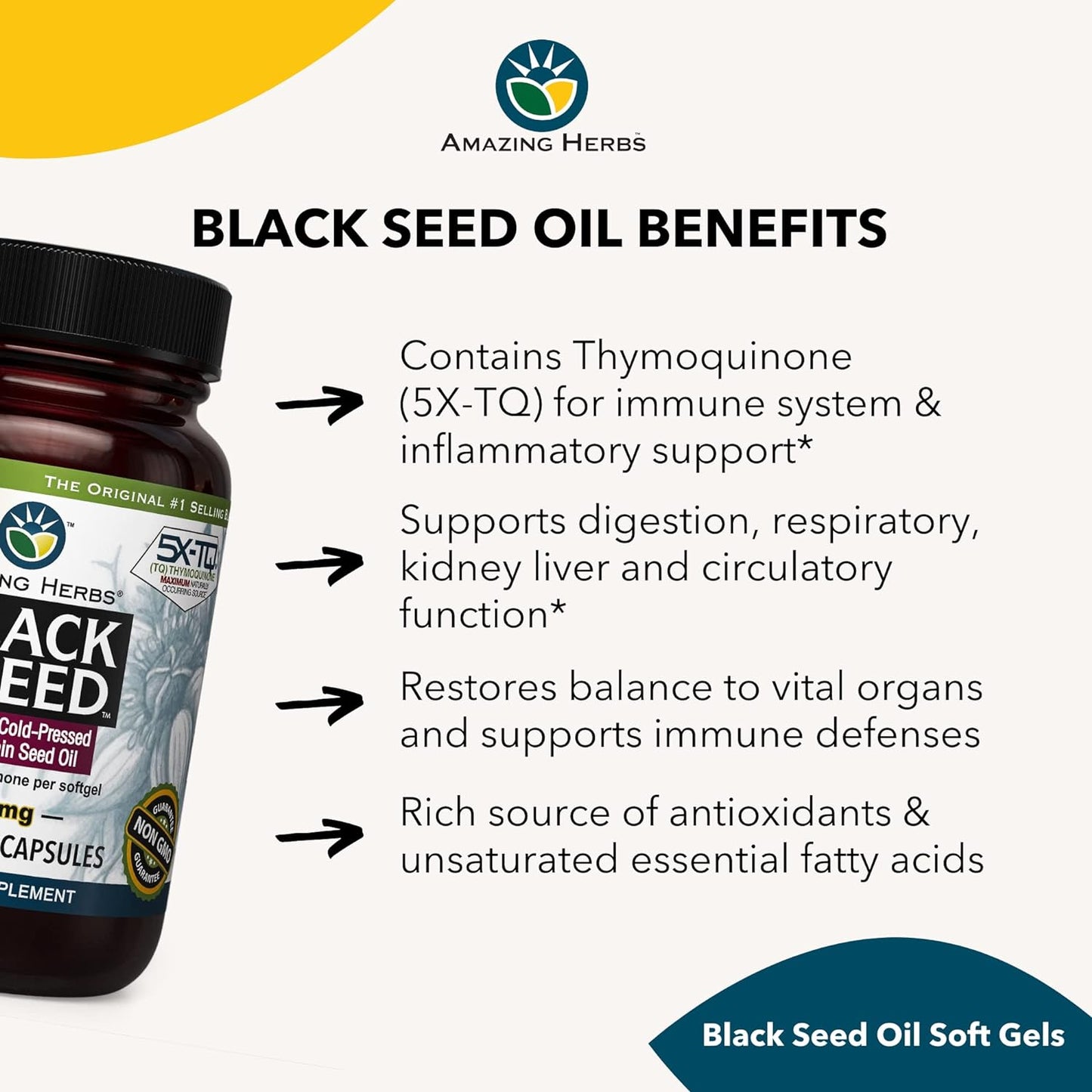 Amazing Herbs Premium Black Seed Oil 90 Capsules