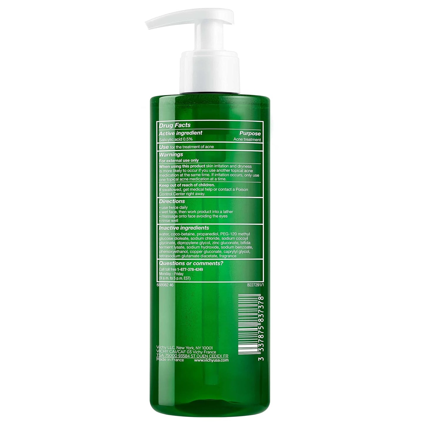 VICHY Normaderm Daily Acne Face Wash, Salicylic Acid Face Cleanser