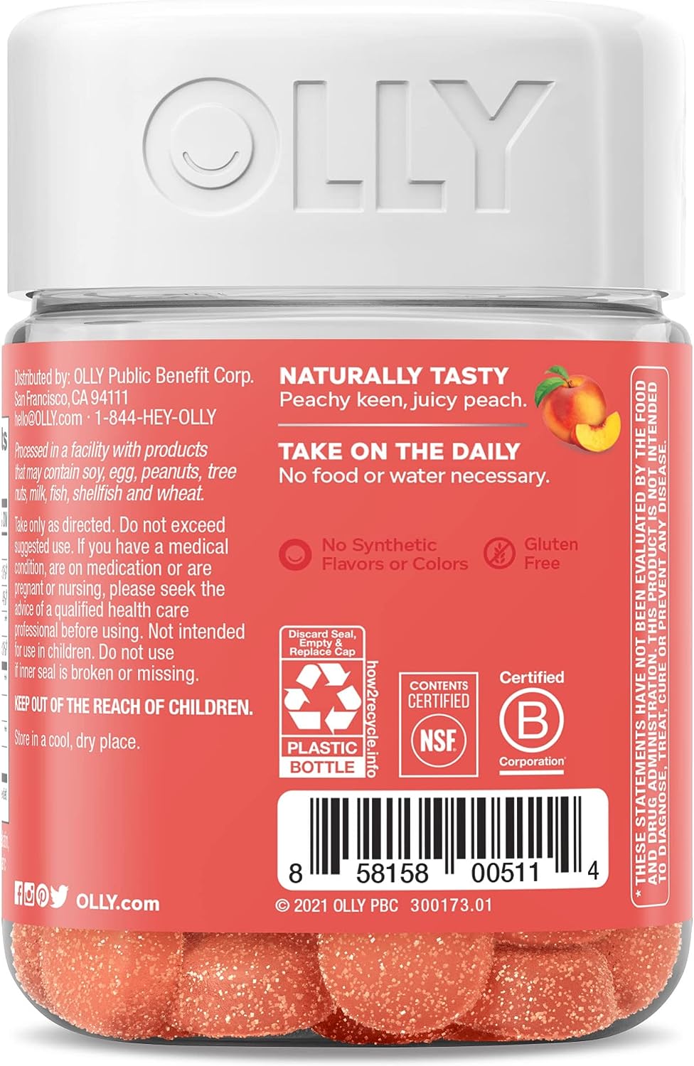OLLY Probiotic + Prebiotic Gummy, Men and Women,- 30 Count
