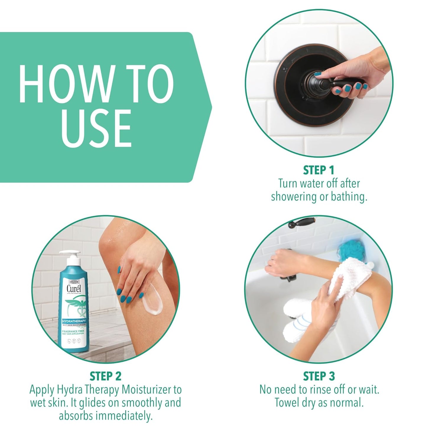 Curel Hydra Therapy In Shower Lotion, Wet Skin Moisturizer,12 Ounce