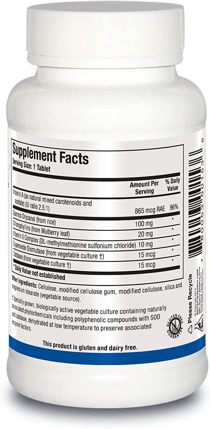 BIOTICS Gastrazyme from Research, Supplies Vitamin U Complex, Chlorophyllins, Gamma Oryzanol
