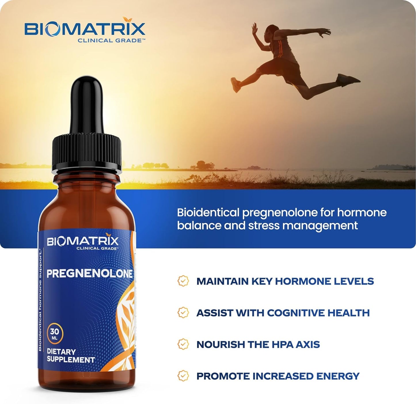 BioMatrix Pregnenolone 2.4 mg Per Dose, – Liquid Micronized Supplement for Hormone Balance, Inflammation