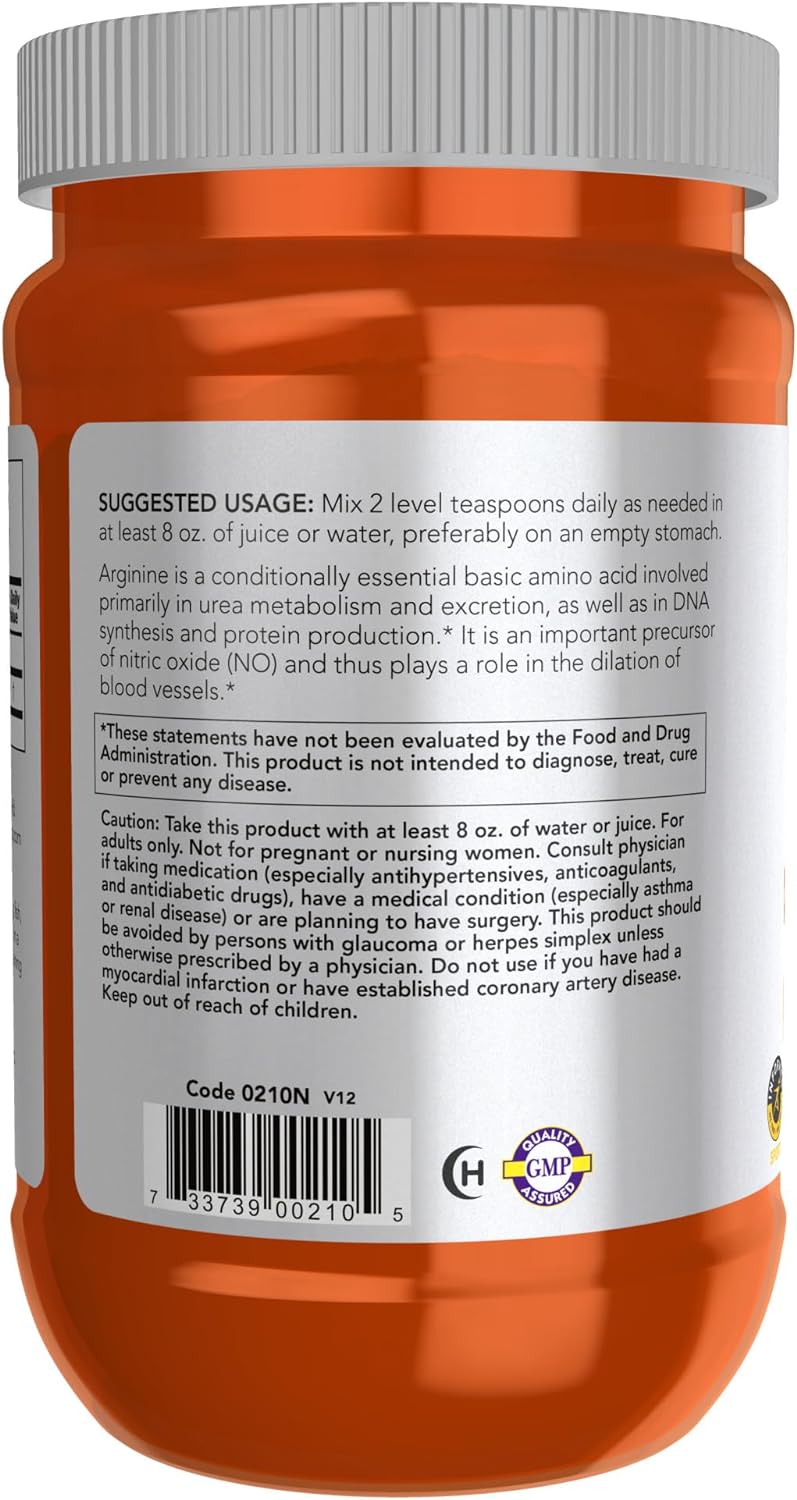 NOW Sports Nutrition, L-Arginine Powder, Nitric Oxide Precursor, Amino Acids