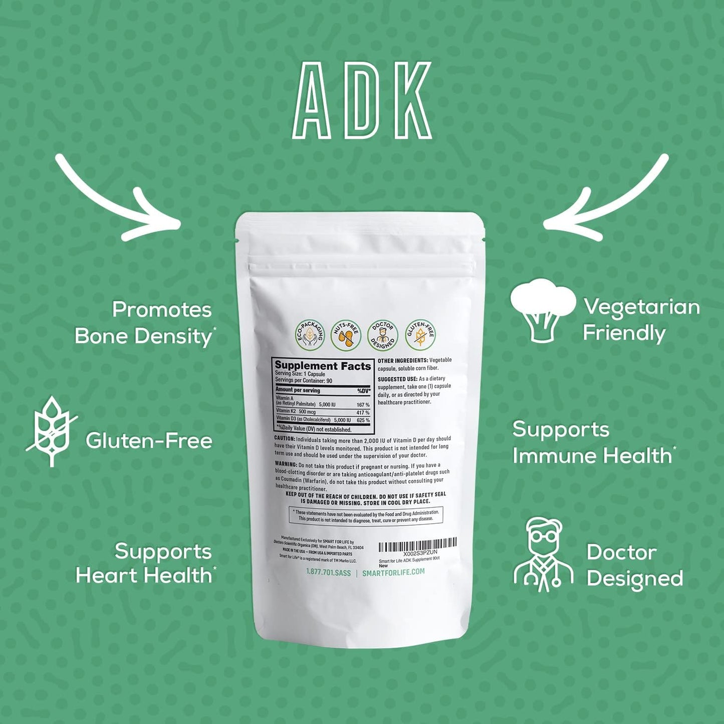 Smart for Life ADK Vitamins Supplement -90 vegeterian capsules
